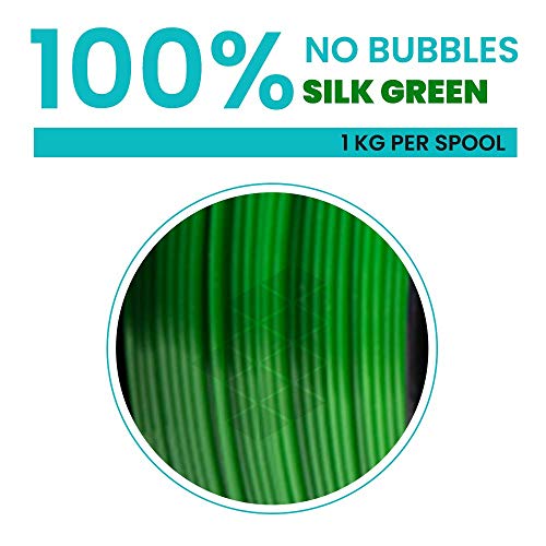 Image of Tesseract Premium PLA + 1.75mm 3D Printing Filament | Dimensional Accuracy + /- 0.03mm | Compatible with Most FDM Printers | 1 KG 3D Printer Filament - PLA Silk Green (Quantity 1)