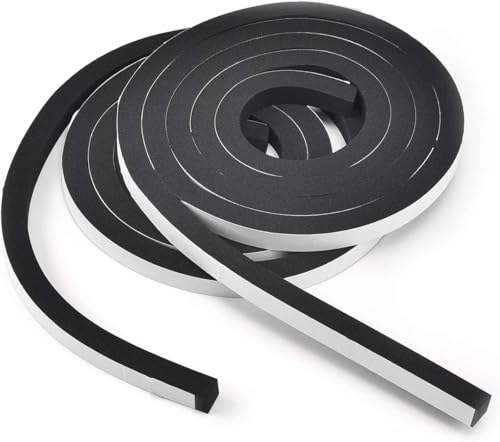 TamBee Weather Stripping Foam Tape 1/2 Inch Wide X 1/2 Inch Thick,High Density Foam Strip Self Adhesive Weatherstrip Insulation Foam Rubber Seal Strip 13 Ft(2 Rolls of 6.5 Ft Long Each)