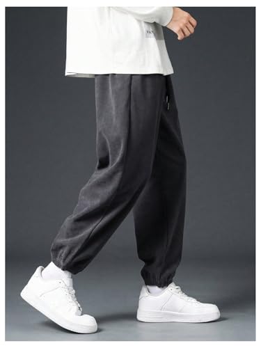Verdusa Men's Drawstring Waist Corduroy Pants Casual Jogger Pants with Pockets2