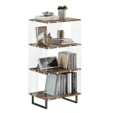 Estante librero de 4 niveles bajan de precio + 3 meses sin intereses GILLAS Librero Organizador de 4 Niveles Moderna Pantalla 360° con Placa Decorativa Acrílica, Librero de Hogar para Sala,...