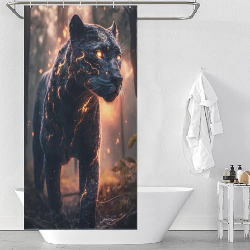 Rideaux de bain panthère tonnerre 90x180 cm déco douche chic - 2