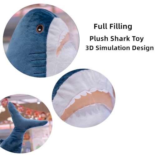 Image of 39.5-inch Plush Shark Toy Pillow, Giant Shark Stuffed Animal,Soft Shark Cushion Pillow Shark Plush Pillows,Chubby Stuffed Shark Toy - Children s Boys and Girls Room Decoration Bedtime Gift (Blue)