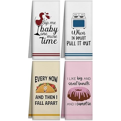 Funny Kitchen Towels,Cute Kitchen Towels,Housewarming Gifts New Home,Hostess Gifts,Kitchen Gifts for Women Men,Cute Bath Hand Towels,Best New Home Gift Ideas,Kitchen Towels and Dishcloths Sets 4 Pack Cover