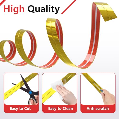 Image of Wall Corner Protector, Inside & Outside Corner Trim, Peel and Stick Wall Molding Trim for Tile and Wall Edges, Furniture and Wall Repair, Gold