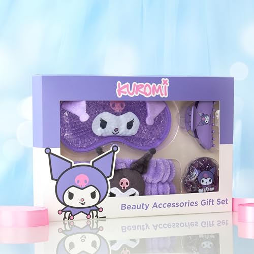 Hello Kitty Sanrio Kuromi Cooling Eye Mask Beauty Accessories Set, Kawaii Claw Clip Skincare Headband, Pampering Anime Gifts For Women Teens (Purple Kuromi) - 5