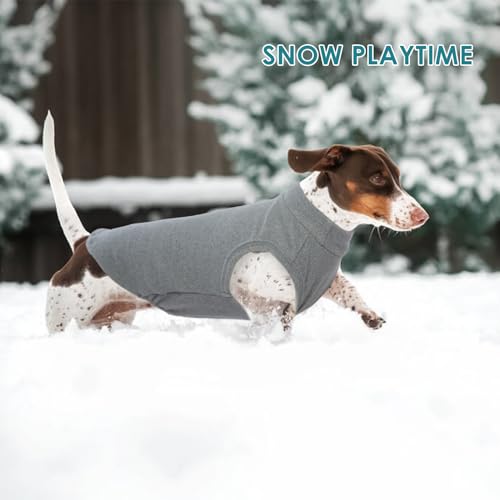 Katzinst Hundepullover Fleece Weste Dehnbares und Warmes Sweatshirt Hunde T-Shirt Hundepulli für Mittelgroße Hunde Pullover für Französische Bulldoggen Border-Collie Pitbulls Grau 2XL