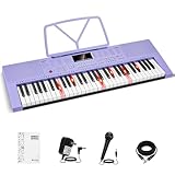 Piano Keyboard with Illuminated Mini Piano Keys for Kids: 61 keys, mini keys with weightless light better fit the growth distance of small children and soft fingers, this kids piano is the size to adapt to children's fingers, undoubtedly give painful...