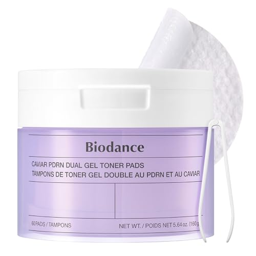 Image of BIODANCE Caviar PDRN Dual Gel Toner Pads, Gentle Exfoliator & Firming Korean Toner Pads, Dual Sided Hydrating Pads with Tweezers, Korean Skin Care | 60 Pads