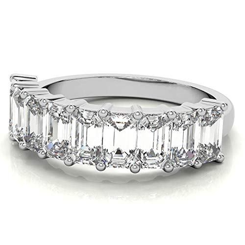 Love Band Excellent Emerald Brilliant Cut 0.40 Carat, Moissanite Diamond Promise Band, Prong Set, Eternity Sterling Silver Band, Valentine's Day Jewelry Gift, Customized Band For Her (7.5) #TOP2