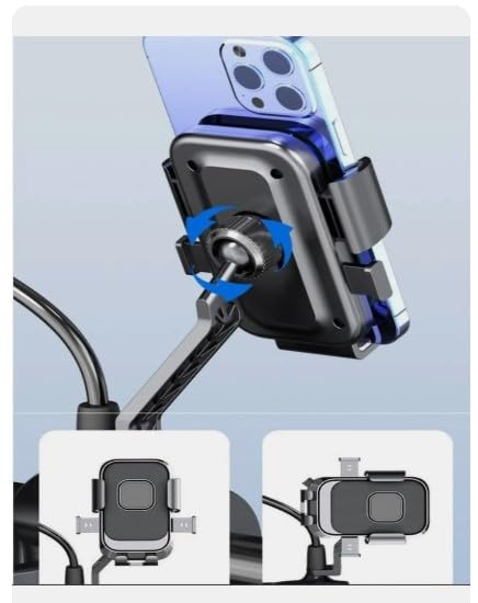Image of Bike Phone Holder for Handlebar, One-Touch Lock Mobile Mount, 360 Rotatable Motorcycle Phone Holder, Shockproof Anti-Slip Clamp for 4-6.9 Inch Smartphones, Bicycle & Scooter (BS-02)