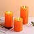 Eywamage Orange Dripping Wax Flameless Pillar Candles with Remote, Flickering Battery Operated Halloween LED Candles Set of 3