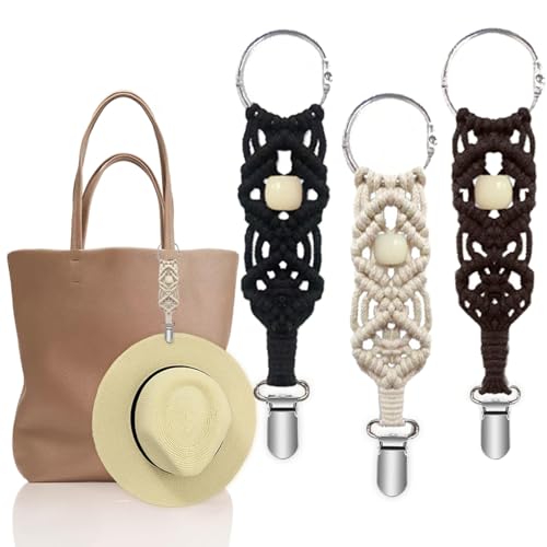 MEIXINZHI 3Pcs Cotton Hat Clips for Travel Knitting Travel Hat Clip for Bag Backpack Luggage Beach Vacation Cruise Essentials