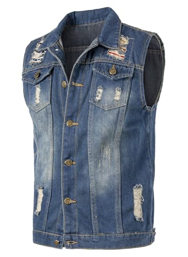 Manteau gilet denim homme veste de moto ajustée et blouson jean vintage court