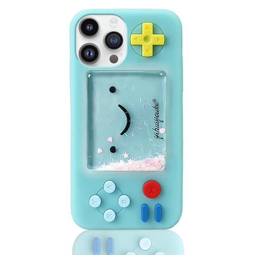 UnnFiko Squishy 3D Cartoon Game Shape Case Compatible with iPhone 15 Pro Max, Creative Liquid Stars Funny Play Case Soft Rubber Protective Cover (Blue, iPhone 15 Pro Max)