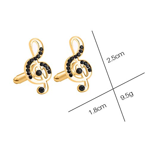 Mancuernillas para hombre KnBoB con nota musical y circonia cúbica miniatura 2