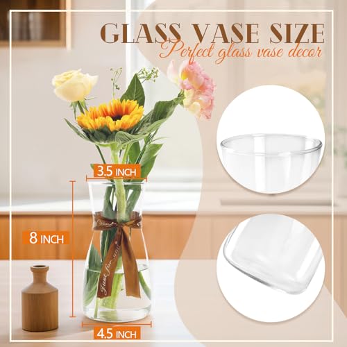 Der Rose 8 inch Clear Glass Flower Vases for Flower Bouquet Decoration Home Centerpiece Wedding Decor Gift - Image 4