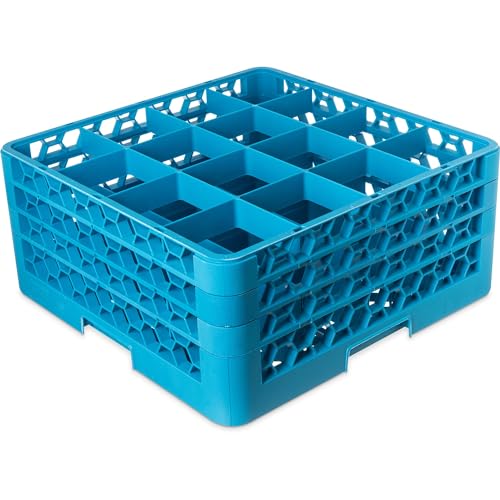 Carlisle FoodService Products Opticlean Glass Rack 16 Compartments with 3 Extenders for Kitchens and...