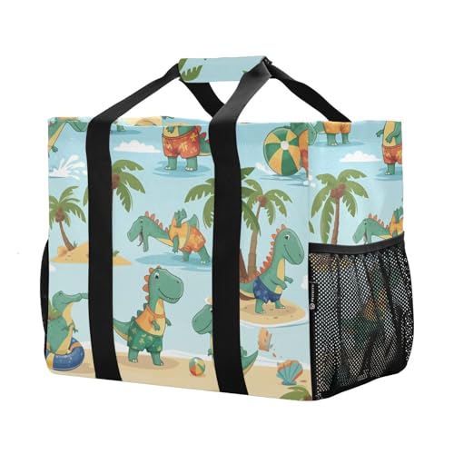 Beach Dinosaurs Large Beach Bag Waterproof Beach Tote Bags for Women Travel Gym Pool2