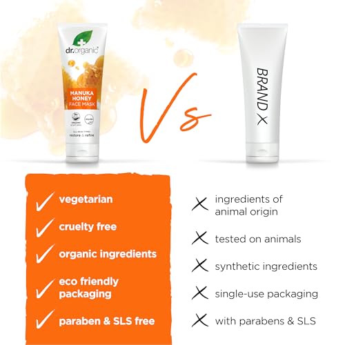 Dr Organic Manuka Honey Face Mask, Nourising, Dry Skin, Mens, Womens, Natural, Vegetarian, Cruelty-Free, Paraben & SLS-Free, Recycled & Recyclable, Organic, 125ml, Packaging May Vary - Image 4