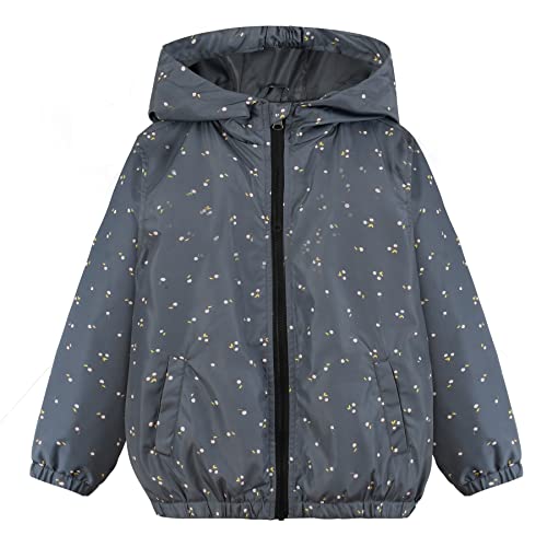 Image of SUNDAY ROSE Boys Girls Rain Jackets Lightweight Waterproof Hooded Printed Raincoats Windbreakers for Kids