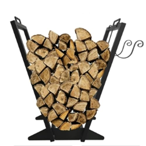 Support à bûches extérieur robuste en fer forgé au design minimaliste et durable - 8