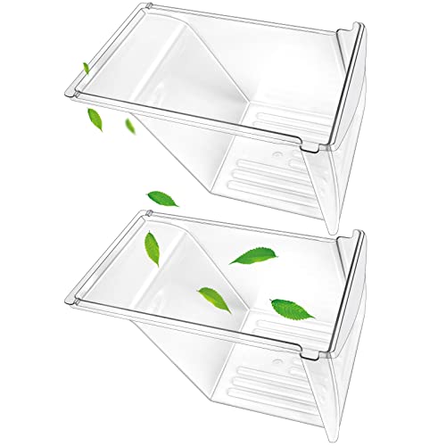 [2 PACK] Upgraded 240337103 Refrigerator Crisper Drawers Bins Compatible with Frigidaire Drawer Replacement 240337102 Kenmore Refrigerator Drawer Frigidaire Crisper Drawer Replacement Fridge Drawer
