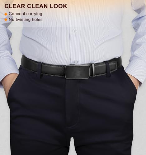 Image of Men's Belt,Bulliant Leather Adjustable Belt for Men Dress Casual 1 3 /8,Trim to Fit