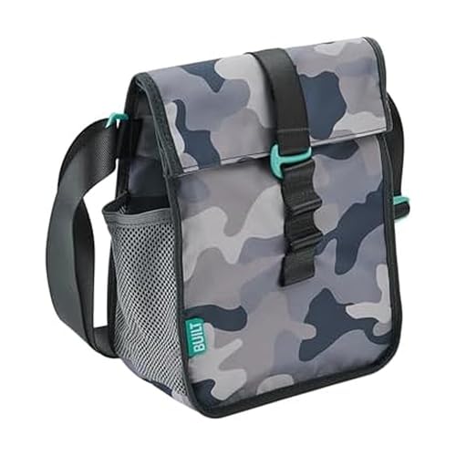 BUILT Crosstown Sac à déjeuner en polyester résistant à l'eau, léger, isotherme et réutilisable avec sangle réglable, camouflage gris béton