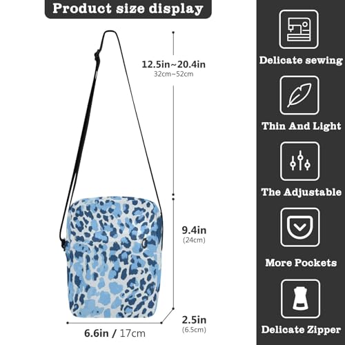 men's messenger bag Shoulder Bag For Woman Handbag For Travel Adjustable Strap for Casual Casual- Blue Summer Leopard Print3