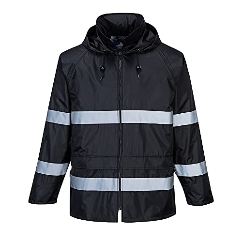 Portwest F440 Men's Classic Iona Waterproof And Reflective Rain Jacket Black, Xx-Large #TOP28