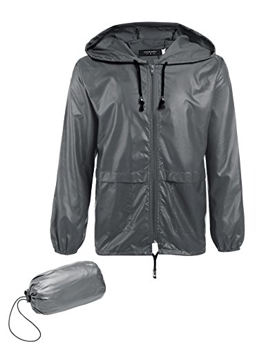 COOFANDY Men's Packable Rain Jacket Outdoor Waterproof Hooded Lightweight Classic Cycling Raincoat Poncho