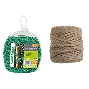 VERDEMAX Tubetto in PVC gomitolo 77 Metri & Windhager Cordoncino Iuta, Filo di Legatura, Naturale, 4 mm x 50 m, 06158, Beige