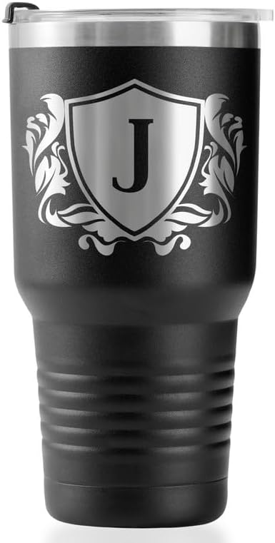 Onebttl Personalized Gifts for Men with Initials, Monogrammed Travel Tumbler for Him, Custom Coffee Cups, Unique Birthday Christmas Gifts for Men who Have Everything, Black, 30oz, J - Image 4