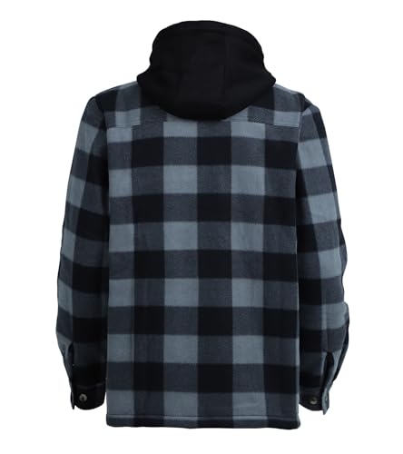 LeeHanTon Mens Heavyweight Hoodies Casual Zip Up Plaid Flannel Shirt Jackets Winter Thick Berber Lined Fleece Coat3
