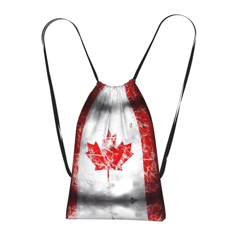 BOXILTD Retro Canada Flag Print World Cup Drawstring Backpack, Reusable Beach Bag, Gym Bag and Travel-Friendly Backpack