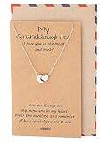 Quan Jewelry Granddaughter Necklace, cute necklaces perfect for birthday gift, Moon and Heart Pendan