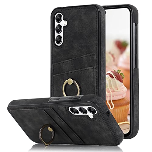 GOTOURED for Samsung A54 5G Phone Case,A54 Phone Case Card Holder Kickstand,360 Degree Ring Holder Stand,Shockproof A54 Case Leather Protective Wallet Cover for Samsung Galaxy A54 5G (Black)