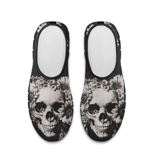 Skull Print Slip on Shoes for Men Women Loafers Hands Free Shoes Running Sneakers Breathable Walking Shoes2