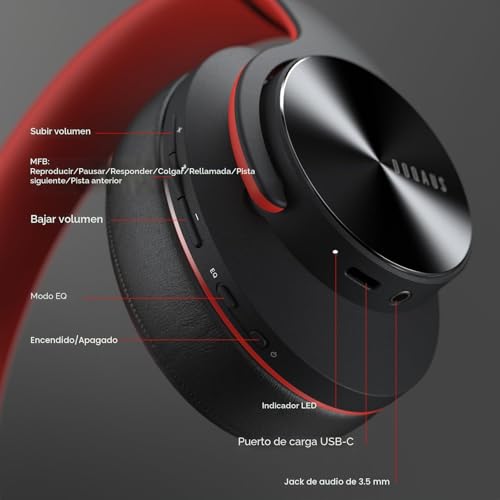Auriculares inalámbricos diadema para evitar cargas diarias con 90h de batería 7