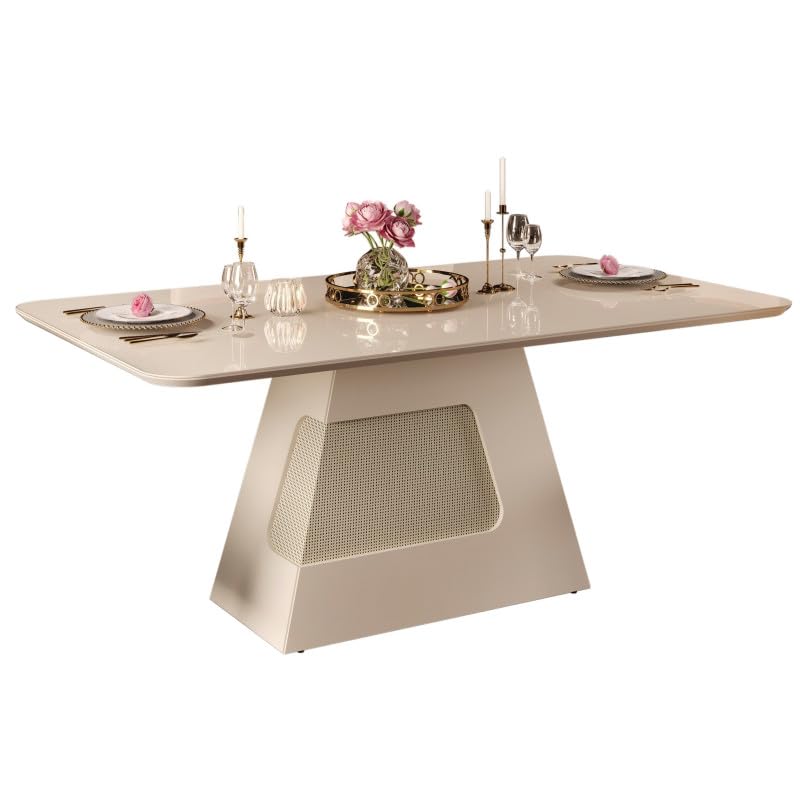DJ Moveis Table à Manger 6 Personnes Rectangle Blanc Ecru 180 x 80 x 90 cm