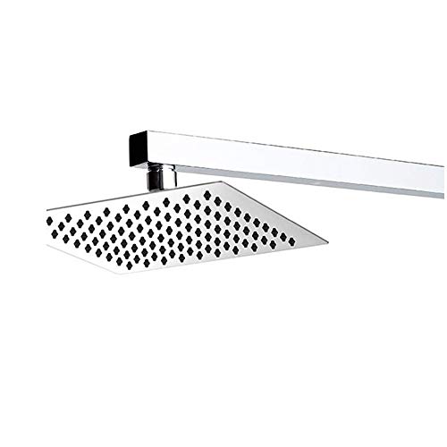 Ducha Chuveiro Quadrada Metal Inox 20x20 CM Com Braco Quadrado 38 cm 7739