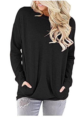 ONLYSHE Womens Crewneck Sweatshirt Casual Loose Fitting Tops Long Sleeve T Shirt
