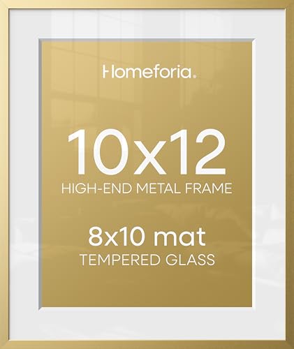 Image of Homeforia 10x12 Picture Frame Gold, High End Metal 10x12 Poster Frames with Mat for 8x10, 10 x 12 Gold Frame Matted to 8 x 10 inch Photo, 10by12 Thin Hanging Frames, Tempered Glass, Wall Kit, Set of 3