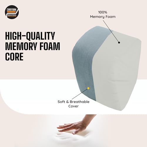 Image of CareFoam Ultimate Memory Foam Car Neck Rest Pillow, Comfortable Rides, Superior Neck Support Cushion, Relieves Neck Pain, Grey Velvet Cover | 14 x11 x5 Inch | Small Pack of 2
