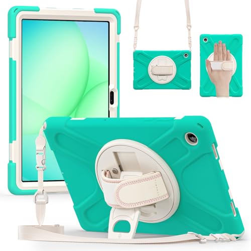 Funda para Galaxy Tab A11+ con soporte giratorio 360 y correa ajustable en color verde