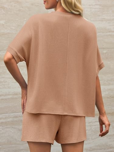 Image of Imily Bela Womens 2 Piece Outfits 2025 Oversized Summer Short Sets Casual Beach Ribbed Short Sleeve Matching Set