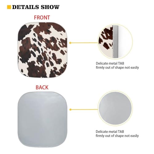 Coldinair Brown Cow Windshield Sun Shade for SUV Truck Van Sedans Car Sunshade Front Window Auto Sun Visor Automotive Car Interior Accessories Sun Protection, Cowhide Windshield Cover Sun Shade by Coldinair - Image 2
