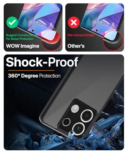 Image of WOW IMAGINE Translucent Hybrid Back Case Cover for Xiaomi Mi Redmi Note 13 5G Smoked Matte Back | Shock Proof 360 Degree Protection | Protective Hard Case - Matte Black