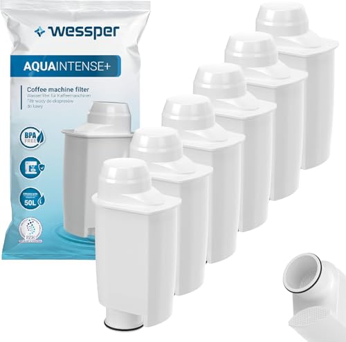 Wessper Lot de 6 filtres à eau AquaIntense+ pour machines à expresso Saeco CA6702/00, Brita Intenza+, Philips, Blanc