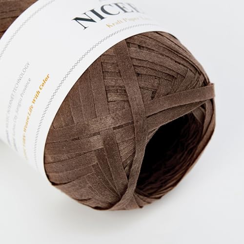Image of NICEEC 3 Skeins Kraft Paper Yarn 474yds /5.3oz - Brown Series | Crochet & Knit, DIY Project Starter Kit,Handbag,Sun Hat,Shoes, Shopper Bag